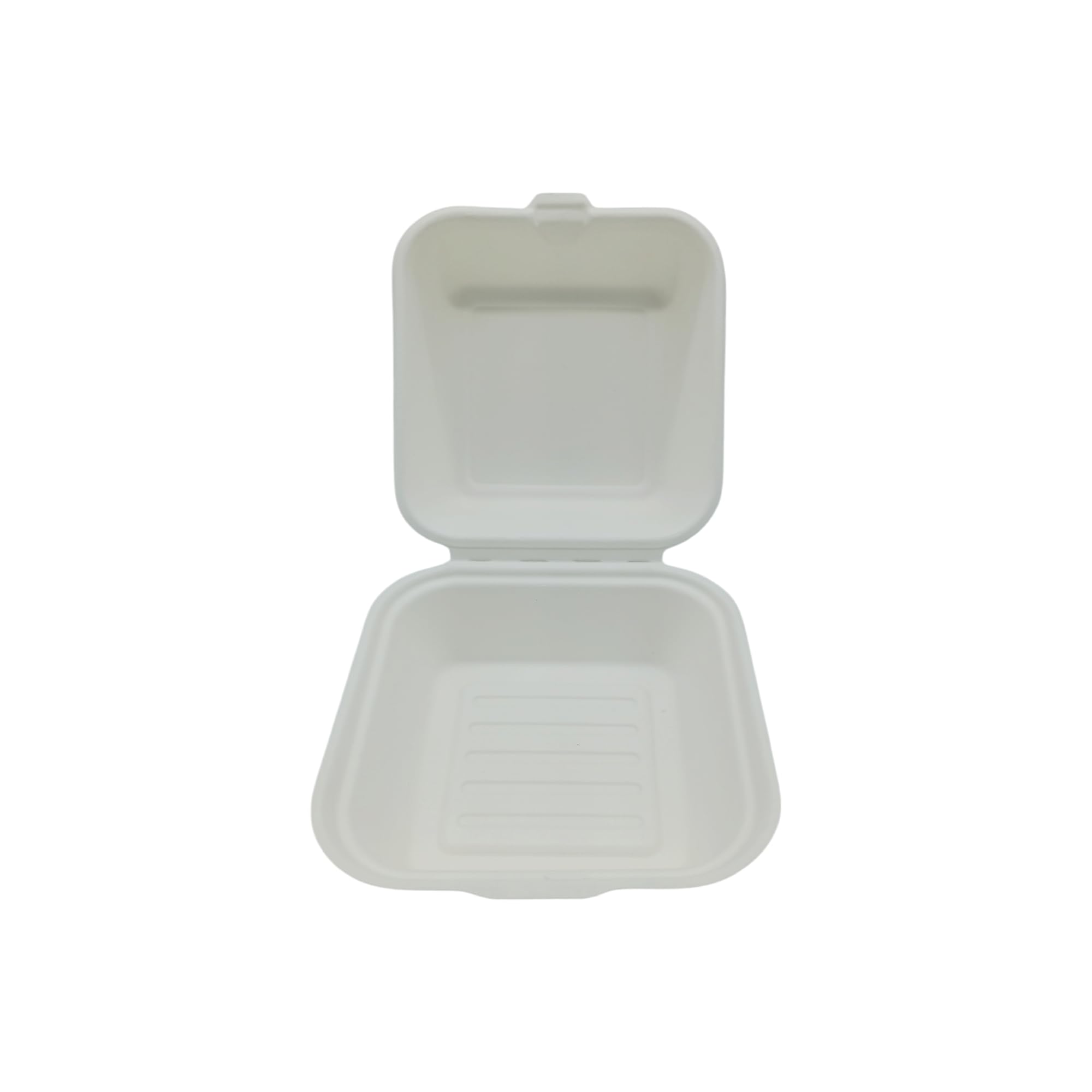 Générique 500 Boîtes à Burger Carrées en Fibre de Canne 15,3x15,3x7,7 cm - Coques Écologiques, Résistantes et Idéales pour Plats à Emporter