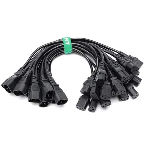 HangTon Verlängerungskabel für UPS PDU Monitor Computer Drucker TV Drucker IEC320 C14 Stecker auf Dual IEC 320 C13 Buchse, 40 cm, 10 Stück