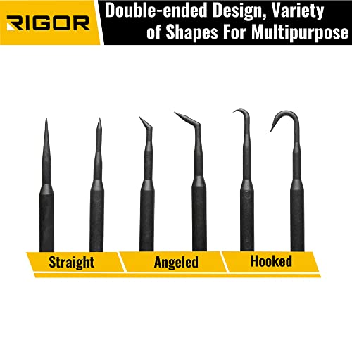Rigor 56001 Non-Marring Pick And Pry Bar Set, 6 Pcs | Removal Lever Set | Replacing Gaskets, Oil Seals, O-Rings, Small Part #TOP2