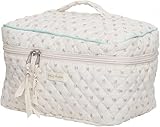 Ormein Jolly House Makeup Bag Floral Cotton Makeup Bag Large Travel Cosmetic Bag Quilted Cosmetic Pouch Coquette Aesthetic Floral Toiletry Bag Ladies Girl Multifunction Storage Bag (Beige) 1.0 Count
