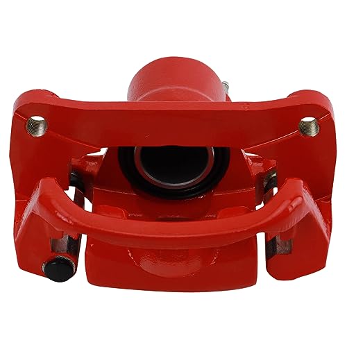 Image of TRQ Rear Left Brake Caliper w /Bracket Performance Red Drivers Side