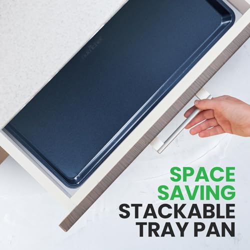 NutriChef Extra Large Nonstick Cookie Sheet for Baking, 22 Inch x 16 Inch Premium Carbon Steel Baking Tray for Oven, Baking Sheet for Cookies, Jelly Rolls, & Pastries - Blue Diamond, NCLG1BD by NutriChef - Image 5
