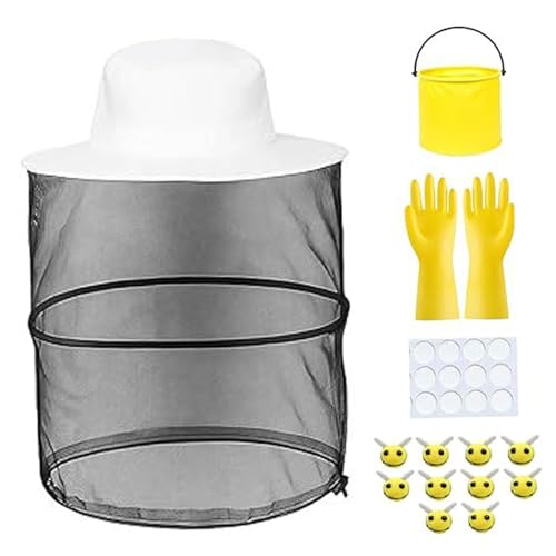 Kit de iniciación de apicultor con red ajustable para la cabeza y guantes cómodos
