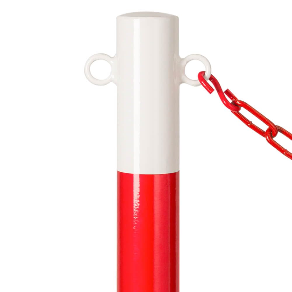 ROBUSTO Kettenpfosten-Set STAHL, rot/w, Ø 6 cm, 100 cm, Art.-Nr. 37137 | Kettenpfosten | Absperrpfosten | Absperrkette