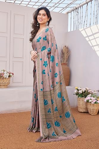 Image of MIRCHI FASHION Saree for Woman Chiffon Floral Printed | Lightweight Daily Wear Women's Sari with Unstitched Blouse Piece (Available in 20 Colors)