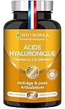ACIDE HYALURONIQUE - Avec Collagène Marin - 100% Pur - Riche en Vitamines A & C - Anti Ri...