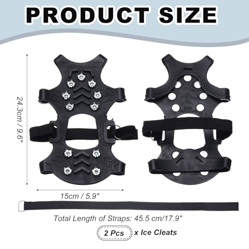 Crampons à glace antidérapants pour chaussures marche escalade pointes acier homme femme XL noir