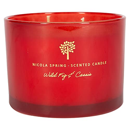 Nicola Spring Wild Fig & Cassis Scented Candle - 350g - 38 Hour Burning Time Natural Soy Wax Double Wick Candles Relaxing Fragrance Aromatherapy Gift Set