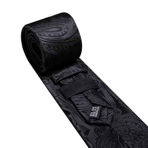 Image of Barry.Wang Men Tie Set Paisley Silk Necktie Pocket Square Cufflinks Formal Wedding Business Party