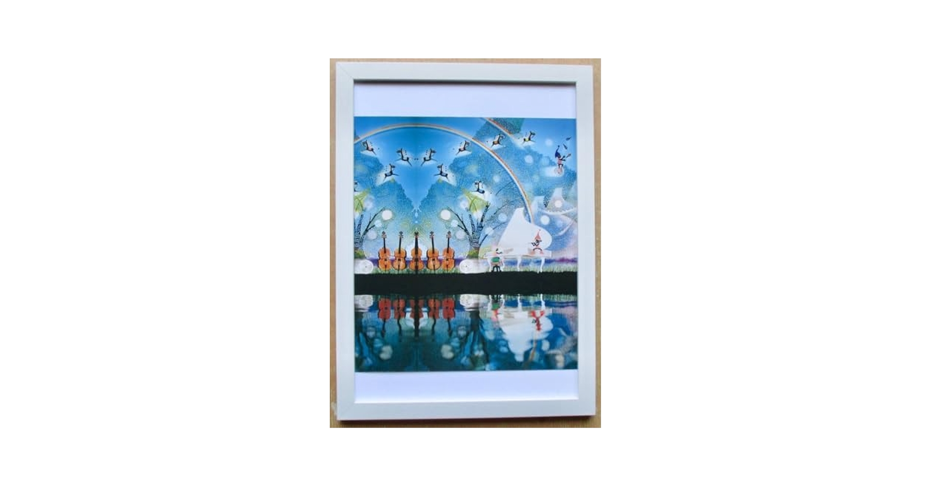 Amazon.co.jp: 藤城清治 「風の中の白いピアノ」印刷物 画集画