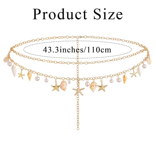 ELABEST Seashell Belt Shell Body Chain Starfish Waist Chain Bikini Beach Belly Chains for Women4