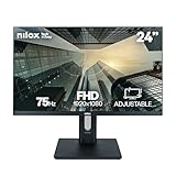 Nilox NXM24REGWEB01 Monitor 24", Full HD, Schermo PC 75Hz, Monitor PC con Tecnologia IPS, Connessioni HDMI, Riduzione Luce Blu e Webcam