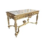 Matériaux de luxe : la table est fabriquée en marbre de haute qualité et est ornée de décorations dorées complexes.