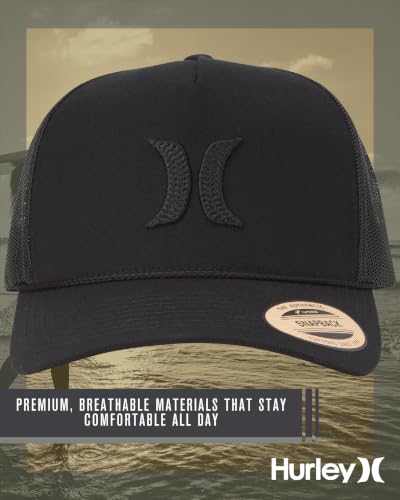 Image of Hurley Men's Trucker Hat - High Icon Snap Back Comfortable Curved Bill with Adjustable Snap Closure - Trucker Hats for Men