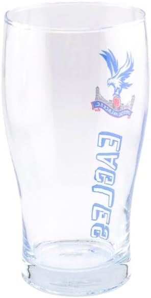 Ran Crystal Palace FC Tulip Pint Glass Official Merchandise, approx 15cm tall, Transparent, TM-02947