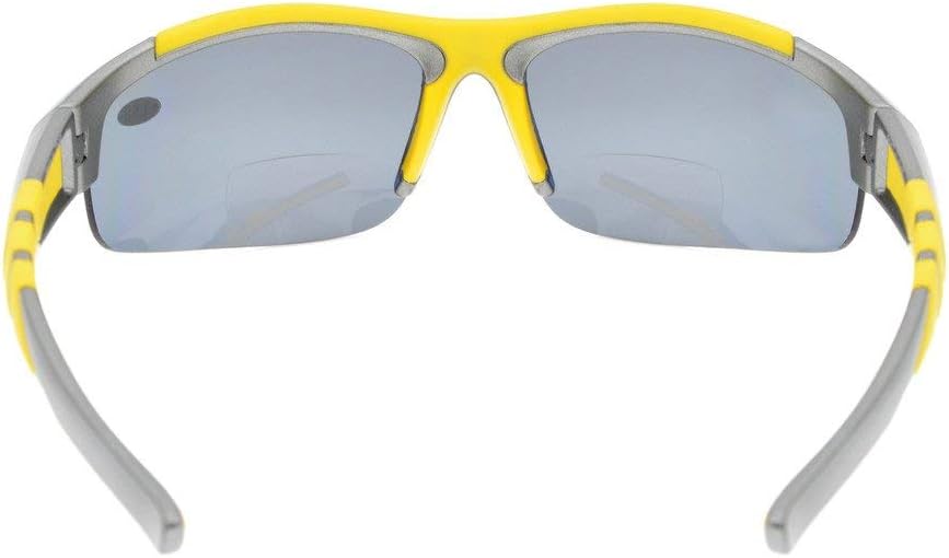 Eyekepper TR90 Unbreakable Sports Bifocal Half Rimless Sunglasses Baseball Running Fishing Driving Golf Softball Hiking Grey Frame Grey Lens +2.25