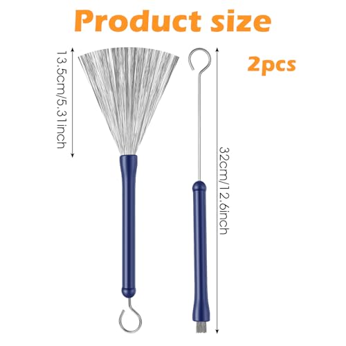 1 Pair Drum Brushes, Drumstick Drums Sticks Brush Retractable Wire Drum and Percussion Brushes with Comfortable Rubber Handles for Cajon Jazz Drums Rock Country and Folk Drummers with Black Velvet