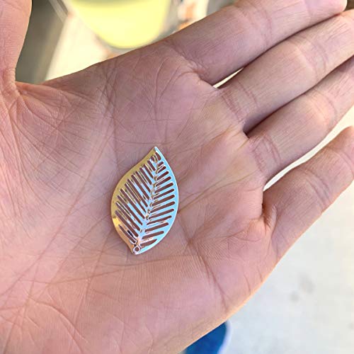100Pcs Silver Leaf Charm Pendant 27Mm Two-Sided For Earrings Bracelet Necklace Jewelry Craft Making Cf136 #TOP3