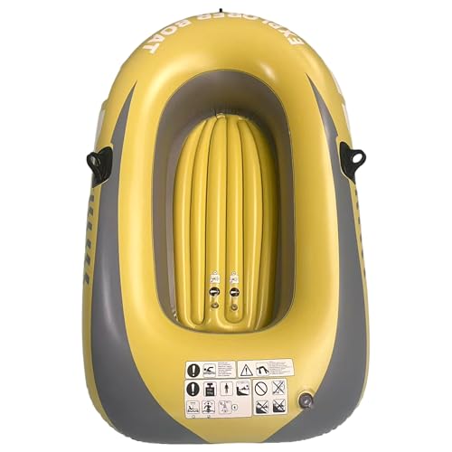 Bemonew 1-Person Blow Up Boat, PVC Inflatable Kayak with Independent Safety Airbags, Yellow, 55.12 Inch (140cm)
