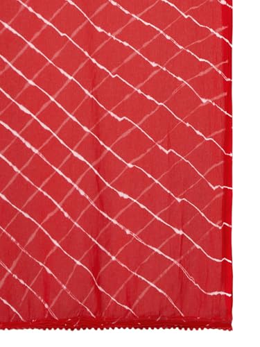 Image of DUPATTA BAZAAR Women's Leharia Dupatta with Pom Pom Lace