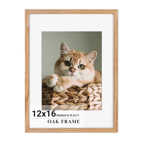 12x16 Picture Frame for wall,Premium Natural Solid Wooden Frames Mat
