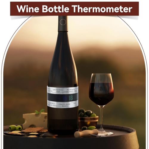 Foto von 2 Stück Weinarmband-Temperatursensor, LCD-Thermometer für Bier, Rotweine, Milchflasche, Edelstahl-Weinthermometer Weintemperaturanzeige Temperatursensor für Weingüter, Bierbrauen zu Hause