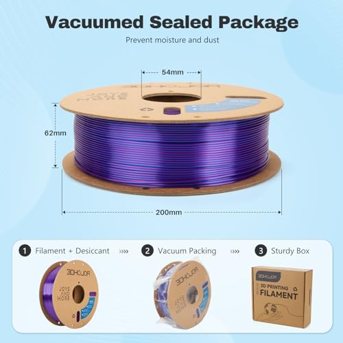 Image of Silk PLA Filament 1.75mm Blue Purple Dual Color PLA 3D Printer Filament 2 in 1 Coextrusion 1KG Spool(2.2lbs) 3D Printing Filament Dimensional Accuracy + /- 0.03mm Fits for Most FDM 3D Printers