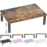 OPNICE Adjustable Monitor Stand Riser for Desk, Computer & Laptop Stand, Desk Organizers and Accessories, Office Desk Accessories & Workspace Organizer for Home Office, Brown Wood