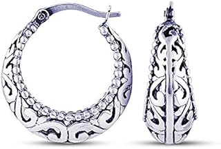 Charmsy Silver Filigree Cut Hoop Earring for Teenagers and Women