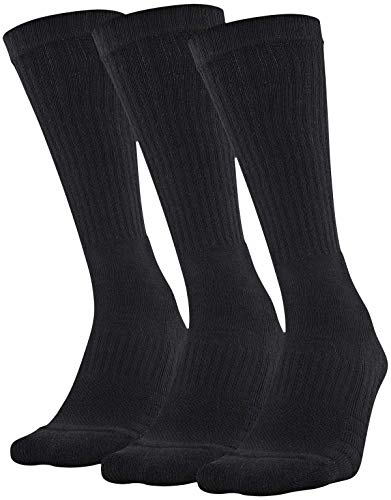 Under Armour Adult Training Cotton Crew Socks, Multipairs , Black (3-Pairs) , Medium #TOP1