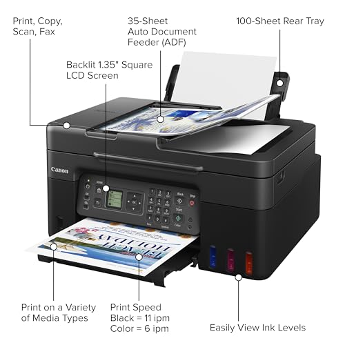 Canon MegaTank MAXIFY GX2020 All-in-One Wireless Color Printer – Print, Copy, Scan with Duplex Printing – Refillable Tank System, Compact Desktop Design – Wireless Print Scan Copy for Home & Office — view 4