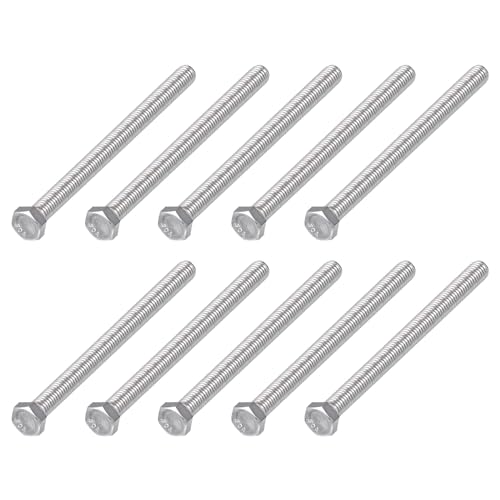 Image of METALLIXITY Hex Head Bolts (3 /8-16 x 5) 10Pcs, 304 Stainless Steel 18-8, Fully Threaded, External Hex Drive, Plain Finish, Hex Head Screw Bolt, Silver