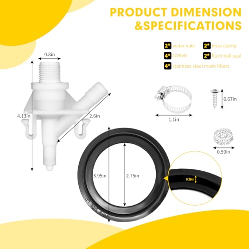 Image of 31705 RV Toilet Water Valve Kit Freeze-resistant and Leak-resistant RV Toilet Parts Compatible with Thetford Aqua-Magic V High and Low Models RV Toilet