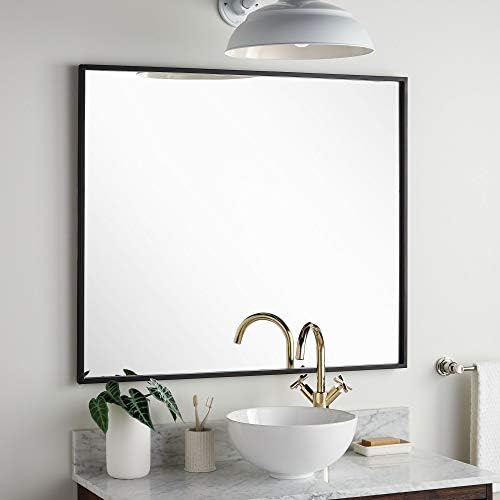 Signature Hardware 459130 Carpini 35-7/8" x 31" Framed Bathroom Mirror - Black Powder Coat