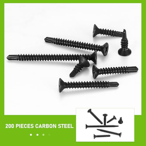 200 Pcs Self Drilling Cross Flat Head Screws, carbon steel Self Tapping Wood Screws - Image 4