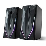 ZUO XI Desktop Speakers, 2.0 Channel PC Computer HiFi Stereo Gaming Speaker with Colorful LED Light
