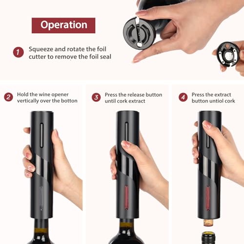 ZOYIDOUX Elektrischer weinbelüfter Set 4-in-1 Weinset mit Wiederaufladbarem Weinöffner, Wiederaufladbarem Weinbelüfter, Folienschneider und Vakuum Weinstopfen, Geschenkset für Weinliebhaber