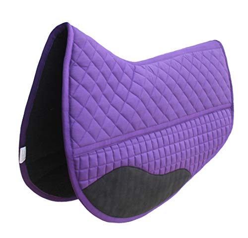 CHALLENGER Quilted Western Purple Barrel Saddle Pad with Fleece Underside Padding – Shock-Absorbing Comfort Training Pad – 26” Spine x 17” Drop 39TS11PR