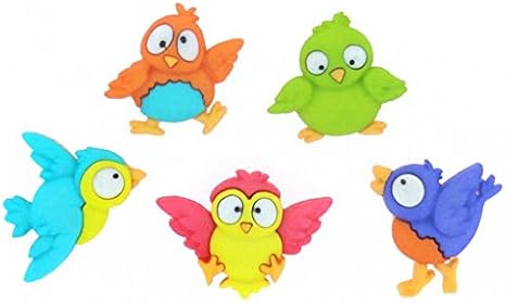 Dress It Up Shaped Novelty Buttons Bird Brain - per Pack of 5