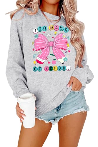 ALLTB 100 Days of School Shirt Women Coquette Bow 100th Day of School...
