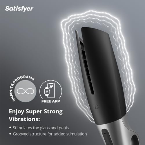 Satisfyer Power Masturbatore Per Uomo | Giocattolo Sessuale Masturbatore Uomo | Sex Toys Per Glande E Pene Con App | Giocattolo Con Struttura A Coste | 14 Vibrazioni Da Intense - 2