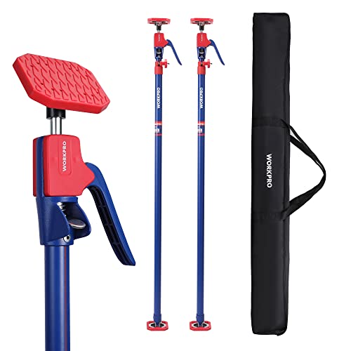 WORKPRO Cabinet Jack Support Pole, 54-114 Inches Steel Telescopic Quick Support Rod Adjustable 3rd Hand Support System with 154 lbs Capacity for Cabinet Jack, Drywall Jack& Cargo Bars, 2-Pack by WORKPRO - Used condition - US$87.99