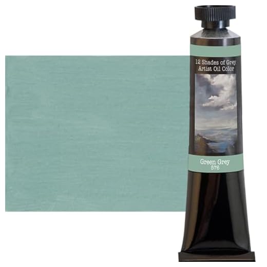 12 Shades of Grey Artist Oil Colors, Single 50ml Tube, Green Grey Highly Pigmented Triple Milled Rich Subtle Greys From The Tube