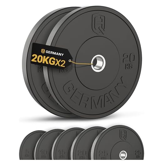 HQ Germany® Hantelscheiben 50mm [Set/Paar 5-25kg] - Training Vollgummi Bumper Plates 20kg - Hantelscheiben Set 50mm, Gewichtsscheiben, Gewichte, Weight Plates nach IWF Standard