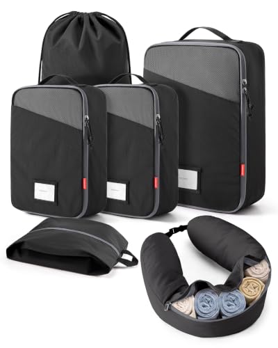 BAGSMART 6 Set Packing Cubes for Travel with Budget Airline