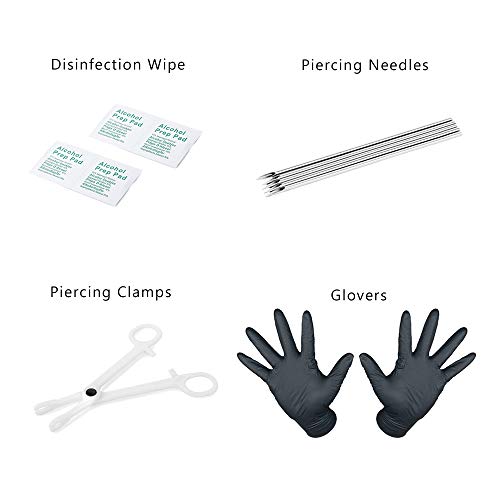 Drperfect 100Pcs Piercing Kit Professional Surgical Steel 14G 16G 20G Piercing Needles Nose Septum Eyebrow Lip Belly Button Ring Cartilage Tragus Helix Daith Rook Earring Body Jewelry Piercing Tools #TOP17