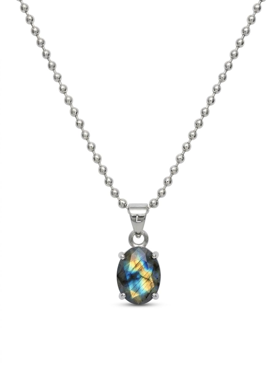 Natural Labradorite Pendant Necklace for Women Men | Healing Crystal Stone Jewelry | Oval Gemstone with Adjustable Chain | Protection Energy Chakra Meditation Spiritual Gift-picture-50