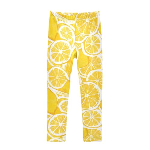 Lemon Yellow Girls Leggings Soft Stretch Workout Yoga Dance Pants for Kids Casual Tights