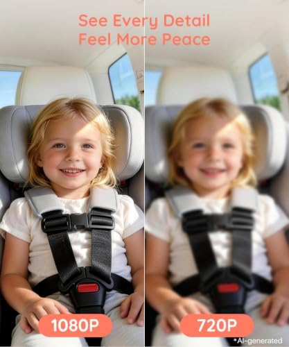 Babyvue BV3 Dual Car Camera Baby Monitor, 7.2" 1080P HD for 2 Kids, Split Screen with IR Night Vision, Easy Setup & Adjustable Brightness, Rear Facing View for Kids & Pet Safety - 2