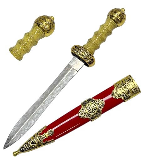 Gladius Roman Sword Replica Carbon Steel Blade Display Gold not Sharp 11.8 in